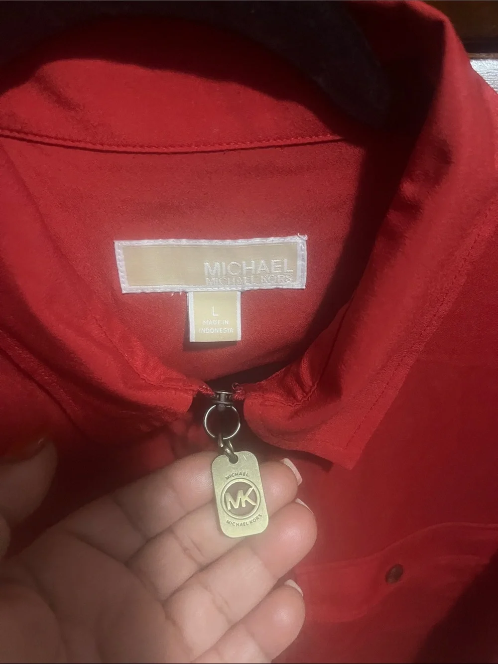 Michael Kors Red Zip-Front Women's Blouse Jacket